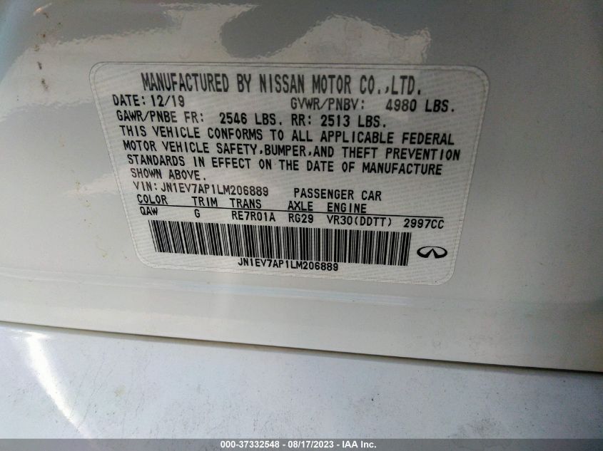 2020 INFINITI Q50 3.0T LUXE - JN1EV7AP1LM206889