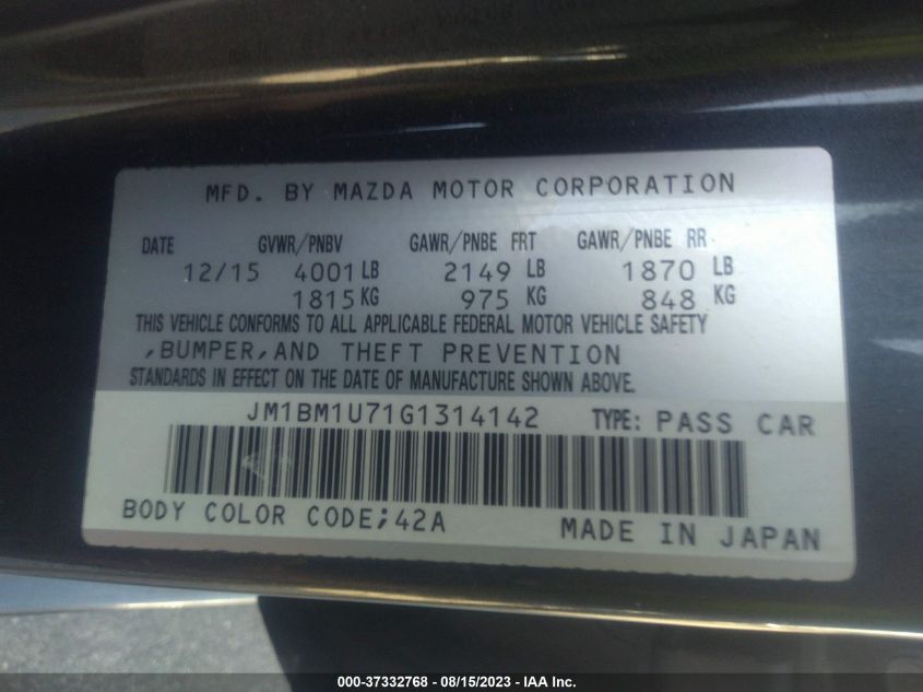 2016 MAZDA MAZDA3 I SPORT - JM1BM1U71G1314142