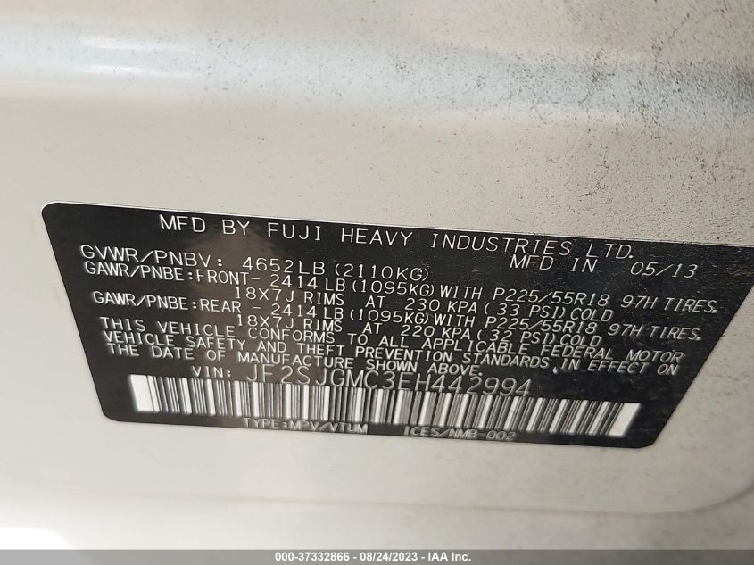 2014 SUBARU FORESTER 2.0XT TOURING - JF2SJGMC3EH442994