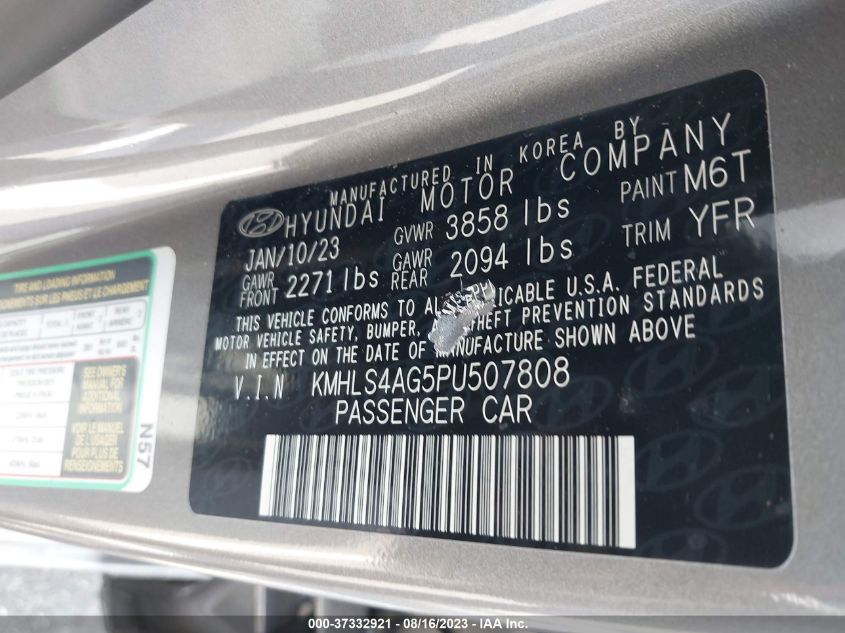 KMHLS4AG5PU507808 Hyundai Elantra SEL 9