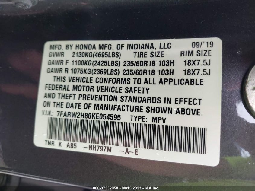 2019 HONDA CR-V EX-L - 7FARW2H80KE054595