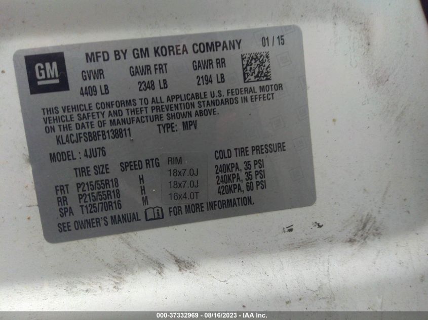 2015 BUICK ENCORE CONVENIENCE - KL4CJFSBBFB138811
