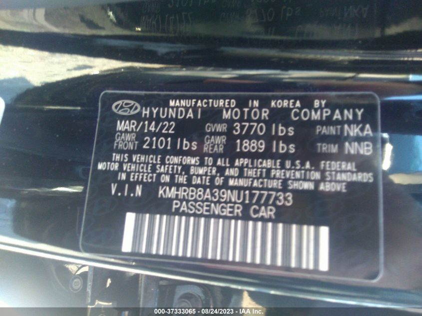 2022 HYUNDAI VENUE SE - KMHRB8A39NU177733