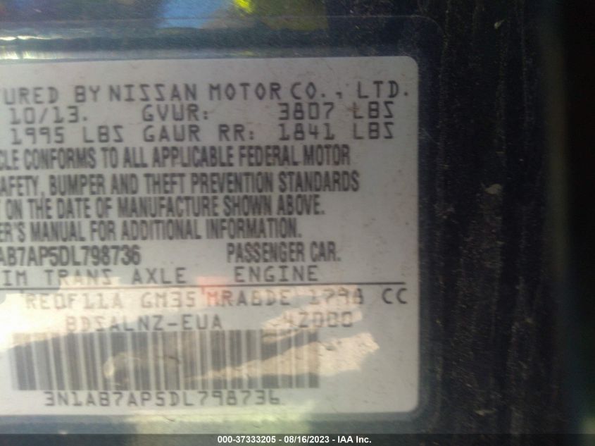 2013 NISSAN SENTRA FE  SV - 3N1AB7AP5DL798736