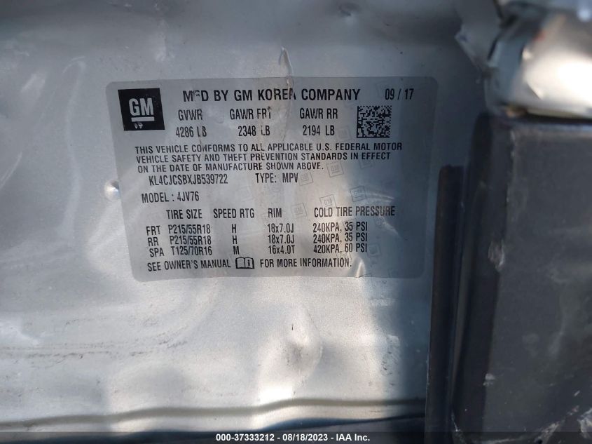2018 BUICK ENCORE ESSENCE - KL4CJCSBXJB539722