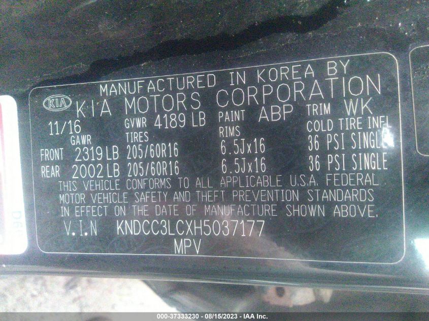 2017 KIA NIRO EX - KNDCC3LCXH5037177