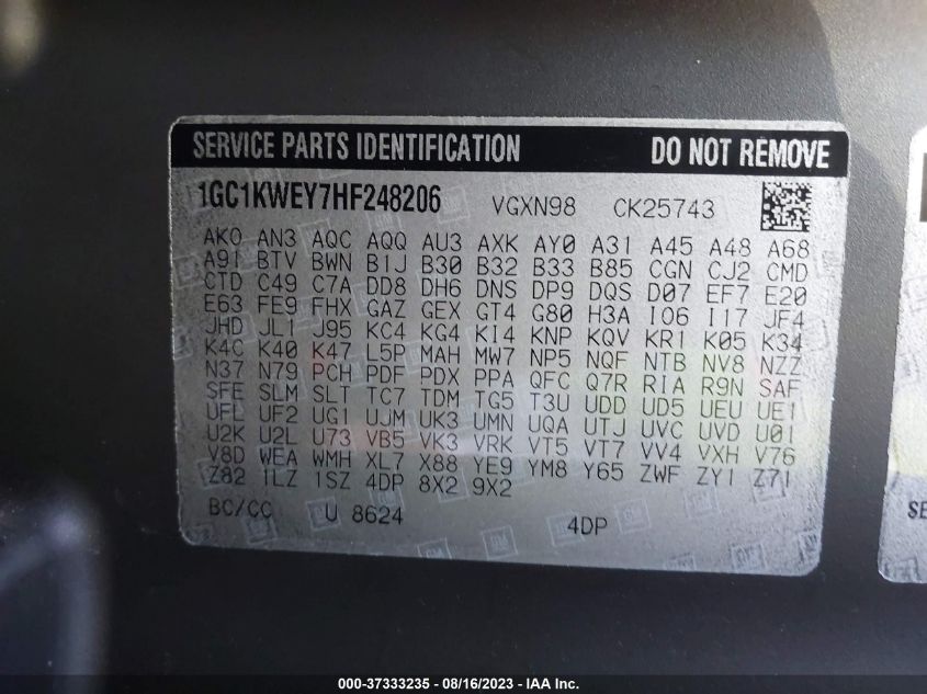 2017 CHEVROLET SILVERADO 2500HD LTZ - 1GC1KWEY7HF248206