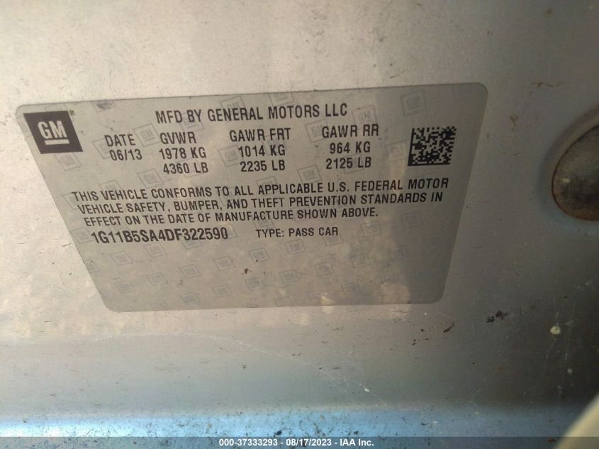 2013 CHEVROLET MALIBU LS - 1G11B5SA4DF322590