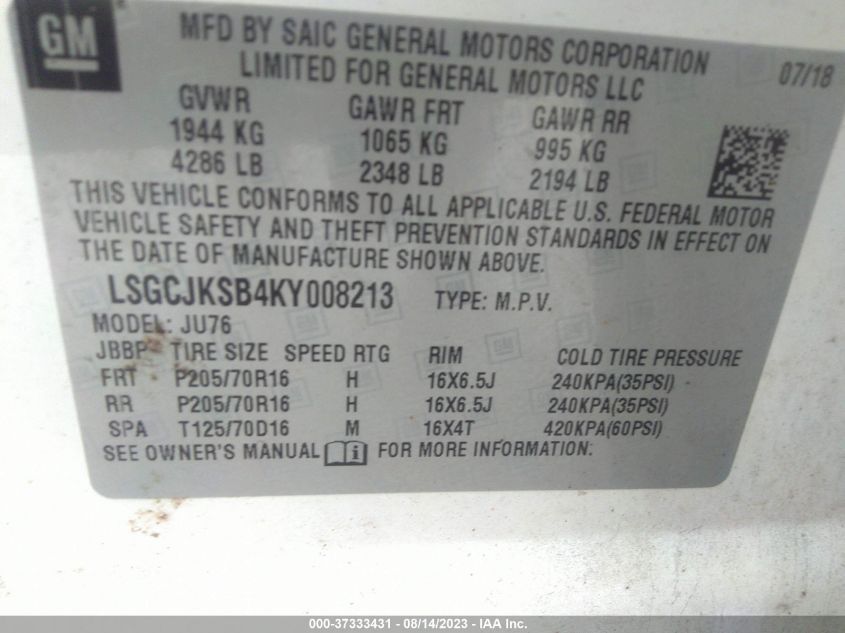 2019 CHEVROLET TRAX LS - LSGCJKSB4KY008213