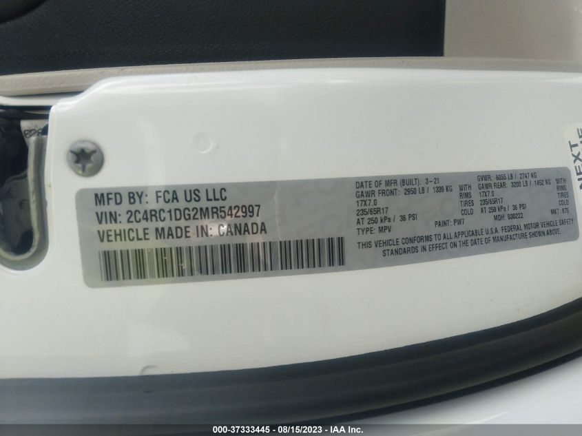 2021 CHRYSLER VOYAGER LXI - 2C4RC1DG2MR542997