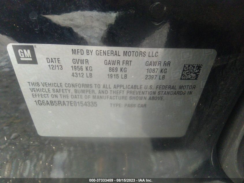 2014 CADILLAC ATS LUXURY RWD - 1G6AB5RA7E0154335