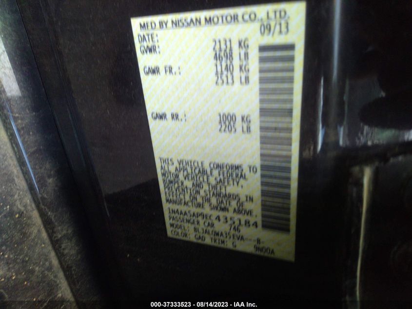 2014 NISSAN MAXIMA 3.5 S - 1N4AA5AP9EC435184