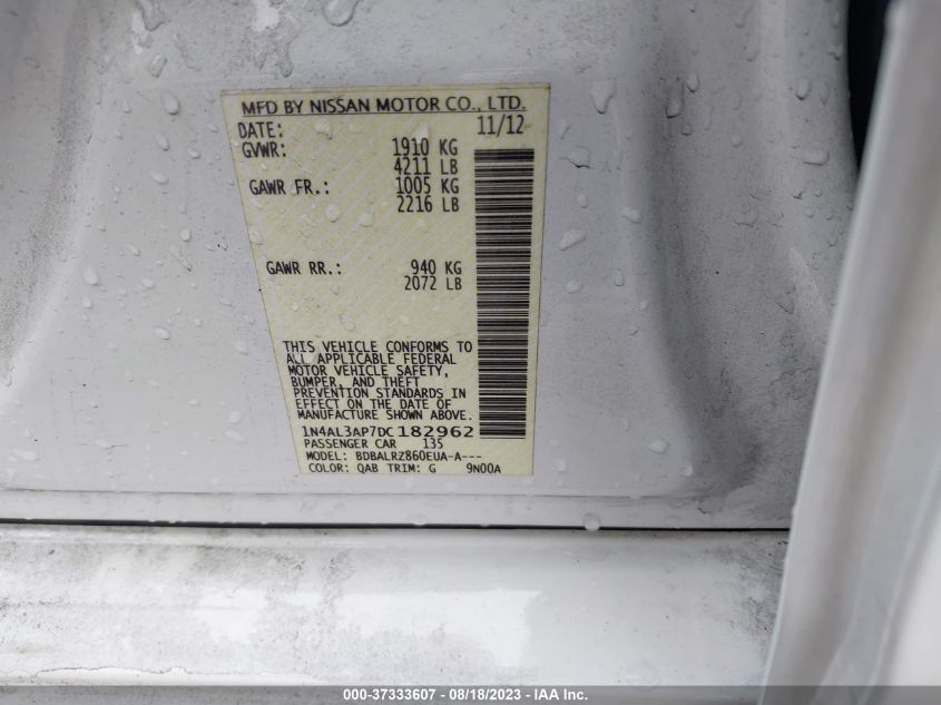 2013 NISSAN ALTIMA 2.5 S - 1N4AL3AP7DC182962