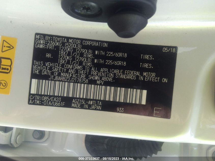 2018 LEXUS NX NX 300 - JTJBARBZ2J2178758