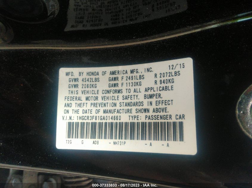 2016 HONDA ACCORD SEDAN EX-L - 1HGCR3F81GA014660