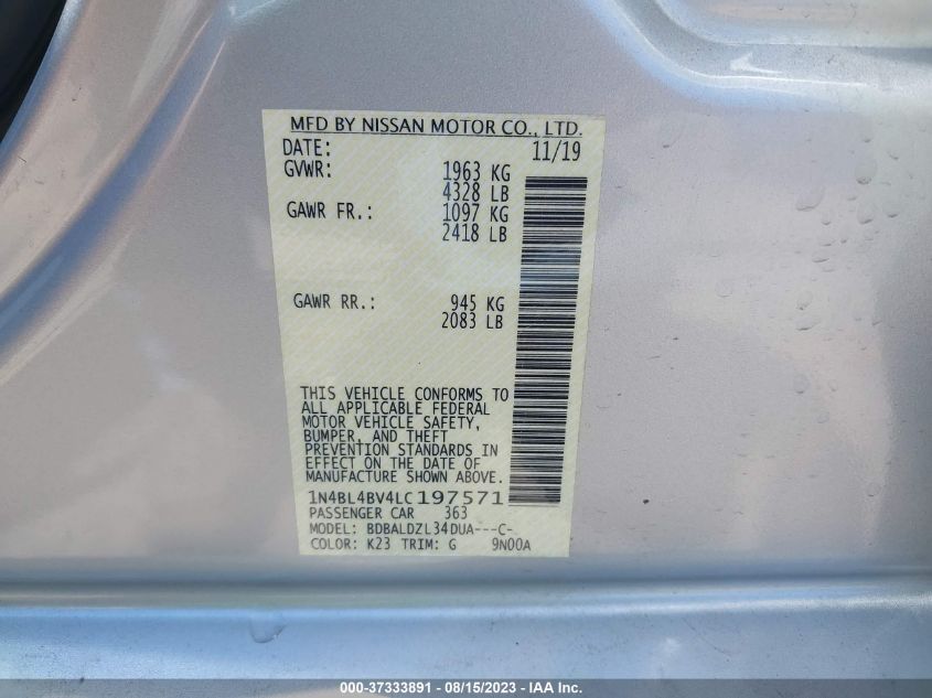 2020 NISSAN ALTIMA 2.5 S - 1N4BL4BV4LC197571