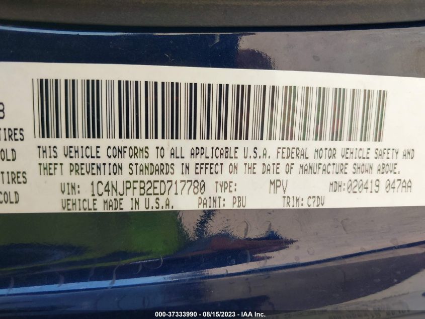2014 JEEP PATRIOT LATITUDE - 1C4NJPFB2ED717780