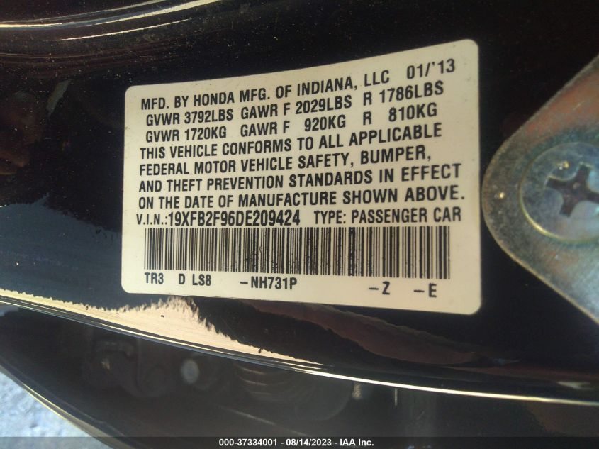 2013 HONDA CIVIC SDN EX-L - 19XFB2F96DE209424