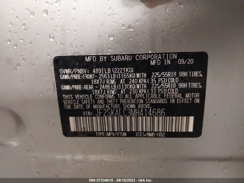 2021 SUBARU FORESTER SPORT - JF2SKALC3MH414686