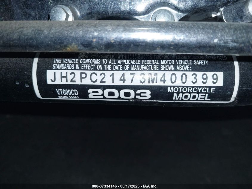 2003 HONDA VT600 CD - JH2PC21473M400399