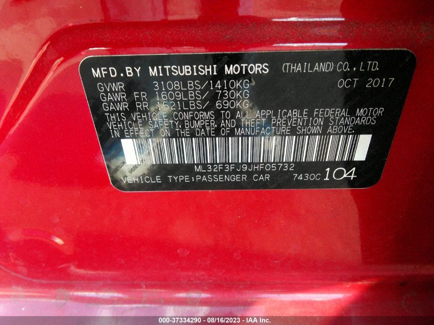 2018 MITSUBISHI MIRAGE G4 ES - ML32F3FJ9JHF05732