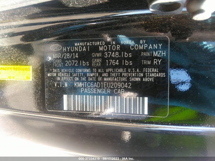 2014 HYUNDAI VELOSTER - KMHTC6AD1EU209042