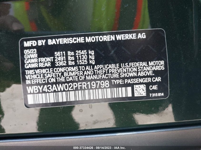 2023 BMW I4 EDRIVE35 WBY43AW02PFR19798
