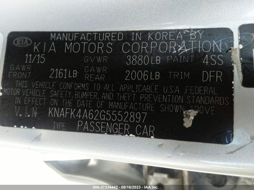 2016 KIA FORTE LX - KNAFK4A62G5552897