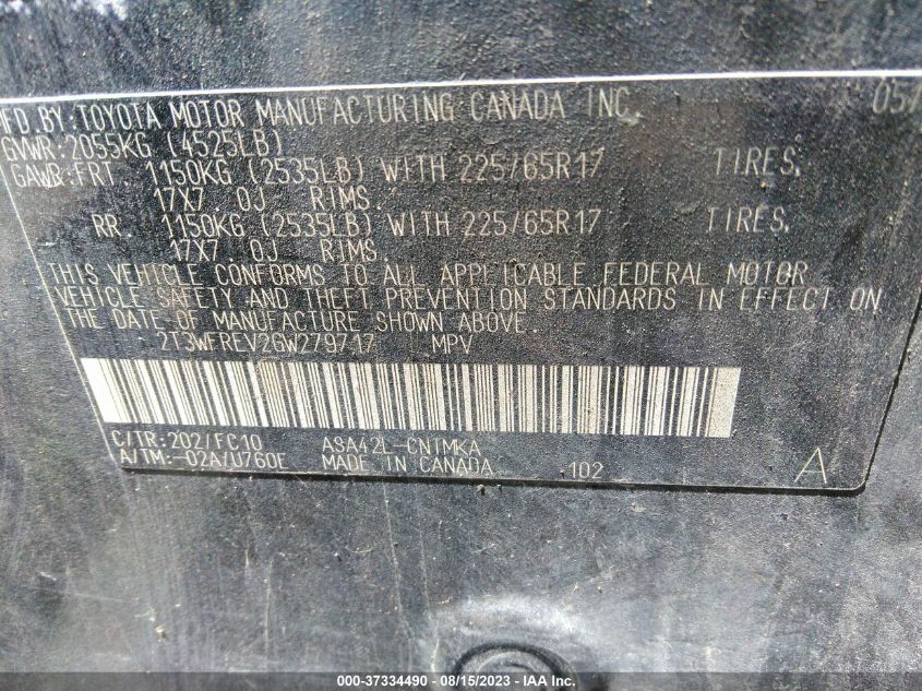 2016 TOYOTA RAV4 XLE - 2T3WFREV2GW279717