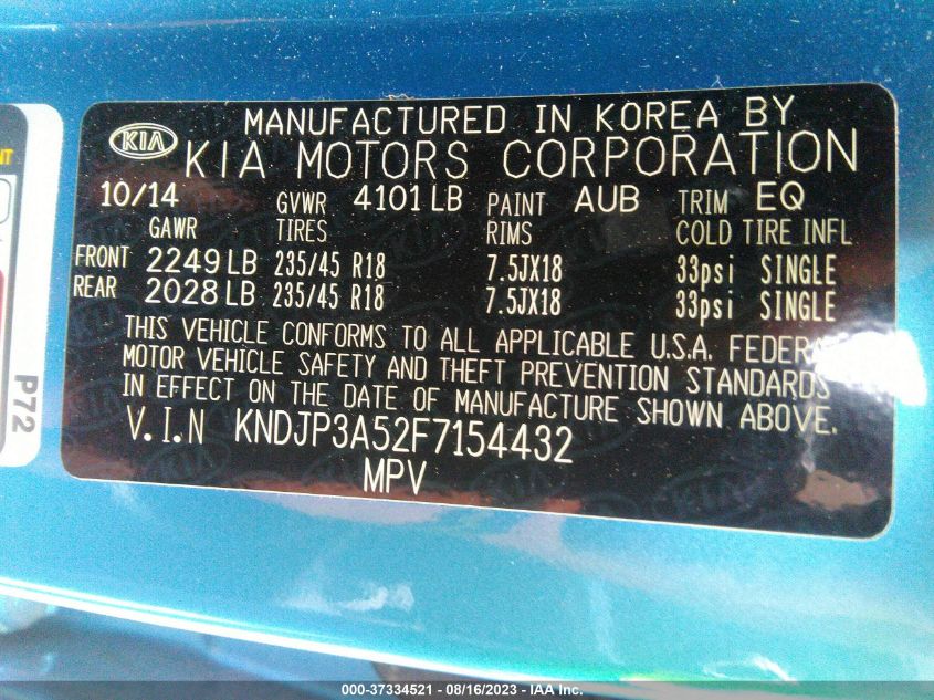 2015 KIA SOUL + - KNDJP3A52F7154432