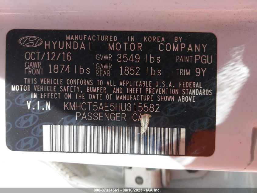 2017 HYUNDAI ACCENT SE - KMHCT5AE5HU315582