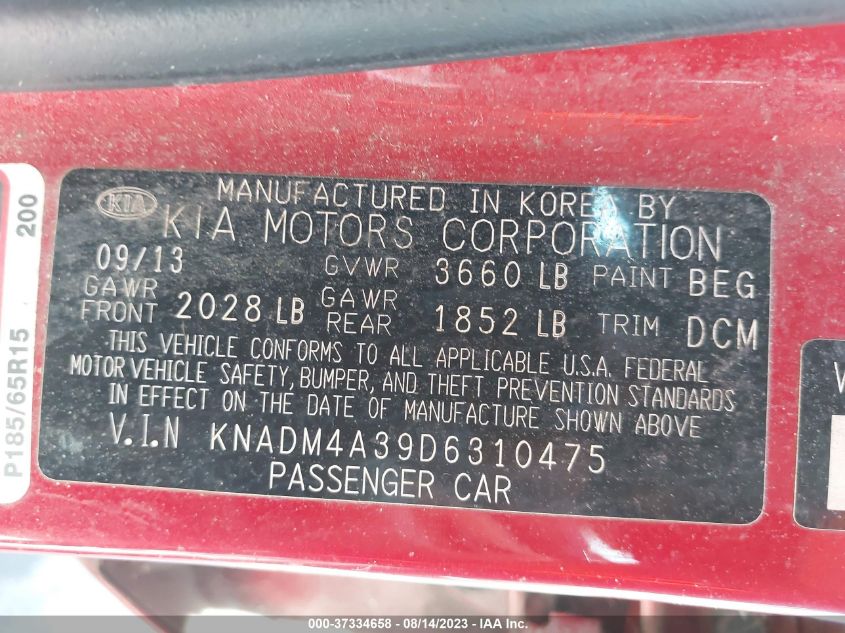 2013 KIA RIO LX - KNADM4A39D6310475
