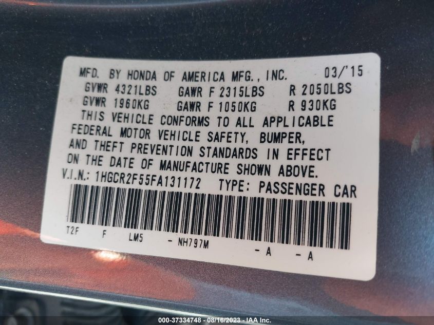 2015 HONDA ACCORD SEDAN SPORT - 1HGCR2F55FA131172
