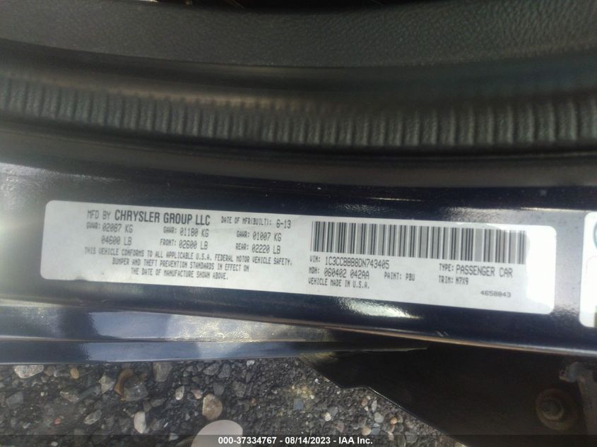 2013 CHRYSLER 200 TOURING - 1C3CCBBB8DN743405
