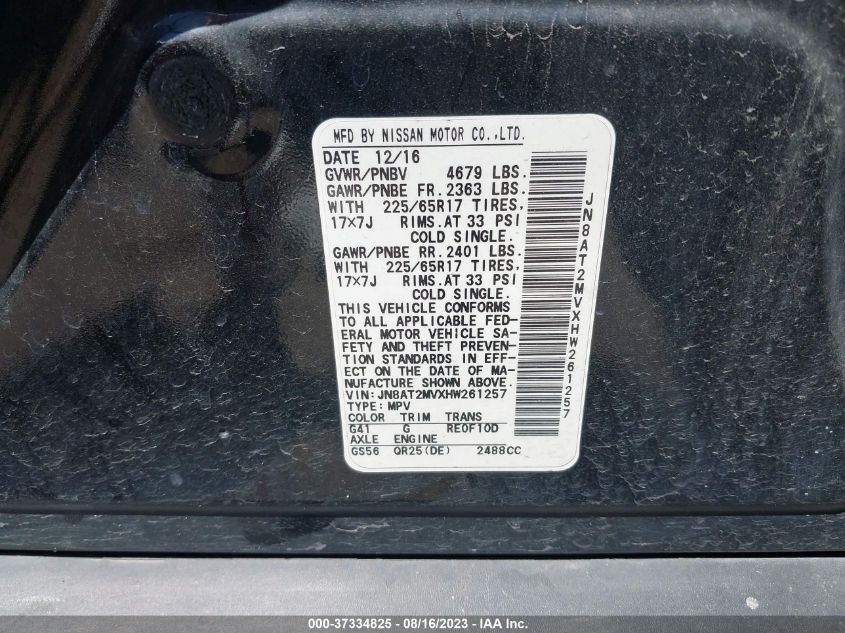 2017 NISSAN ROGUE S - JN8AT2MVXHW261257