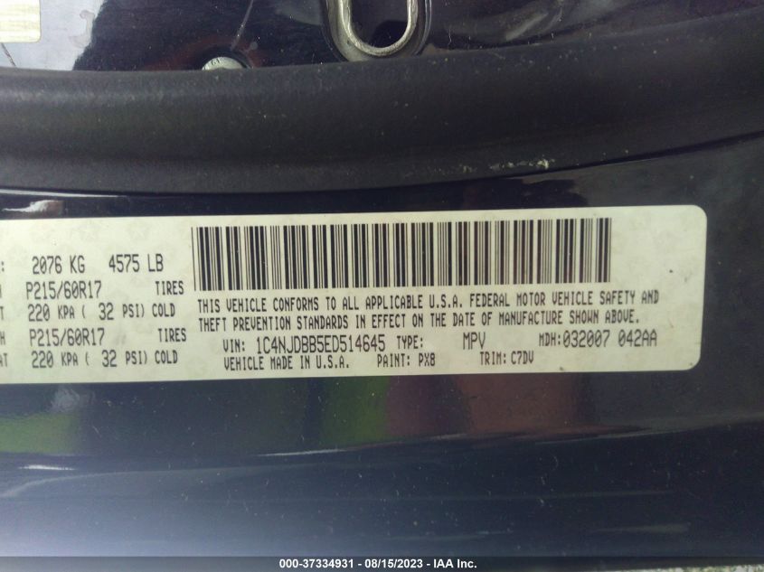 2014 JEEP COMPASS SPORT - 1C4NJDBB5ED514645