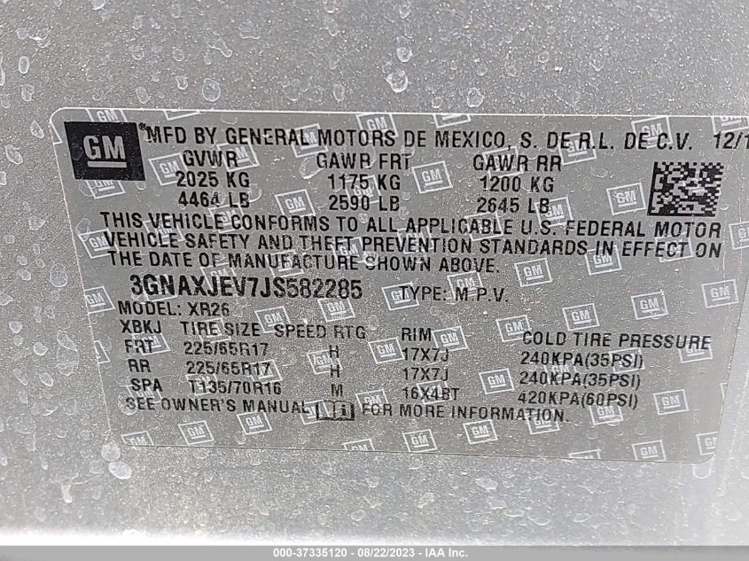 2018 CHEVROLET EQUINOX LT - 3GNAXJEV7JS582285