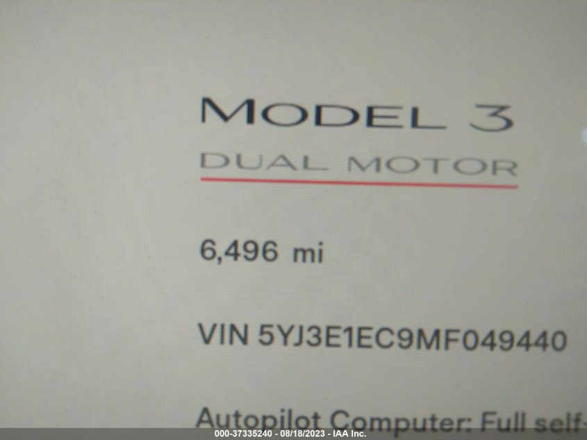 2021 TESLA MODEL 3 PERFORMANCE - 5YJ3E1EC9MF049440