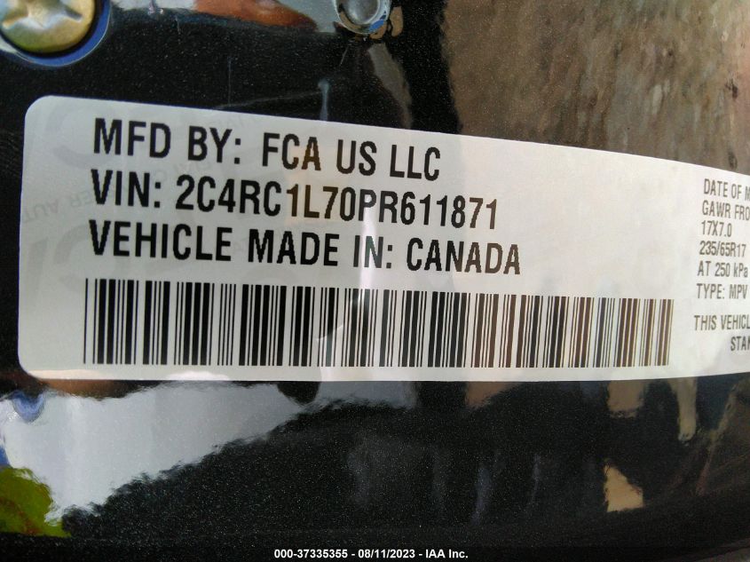 2023 CHRYSLER PACIFICA HYBRID TOURING L - 2C4RC1L70PR611871
