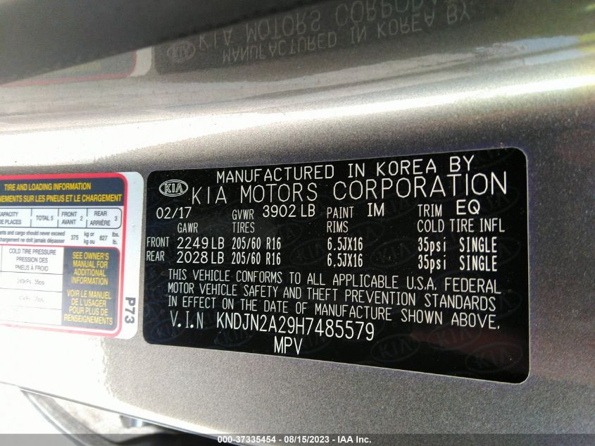 2017 KIA SOUL - KNDJN2A29H7485579