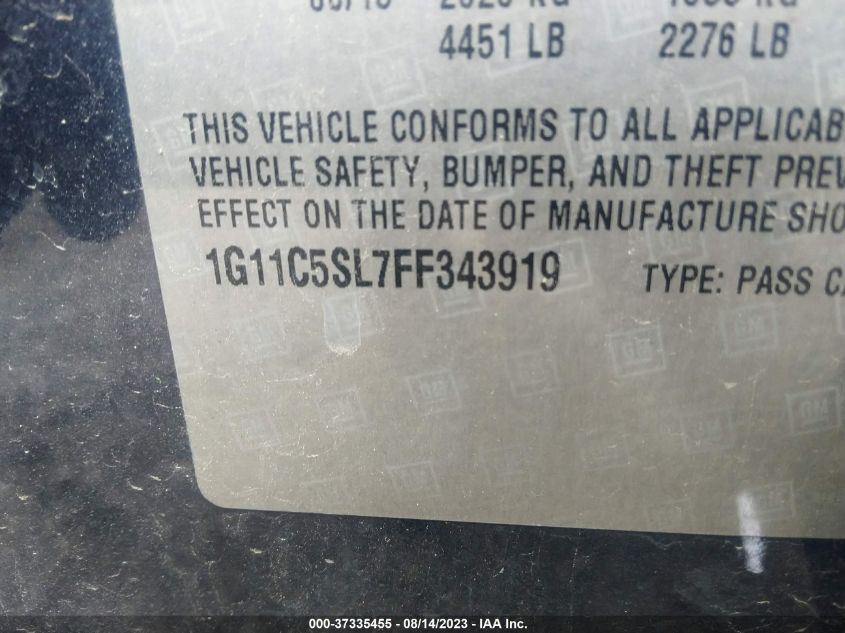 2015 CHEVROLET MALIBU LT - 1G11C5SL7FF343919