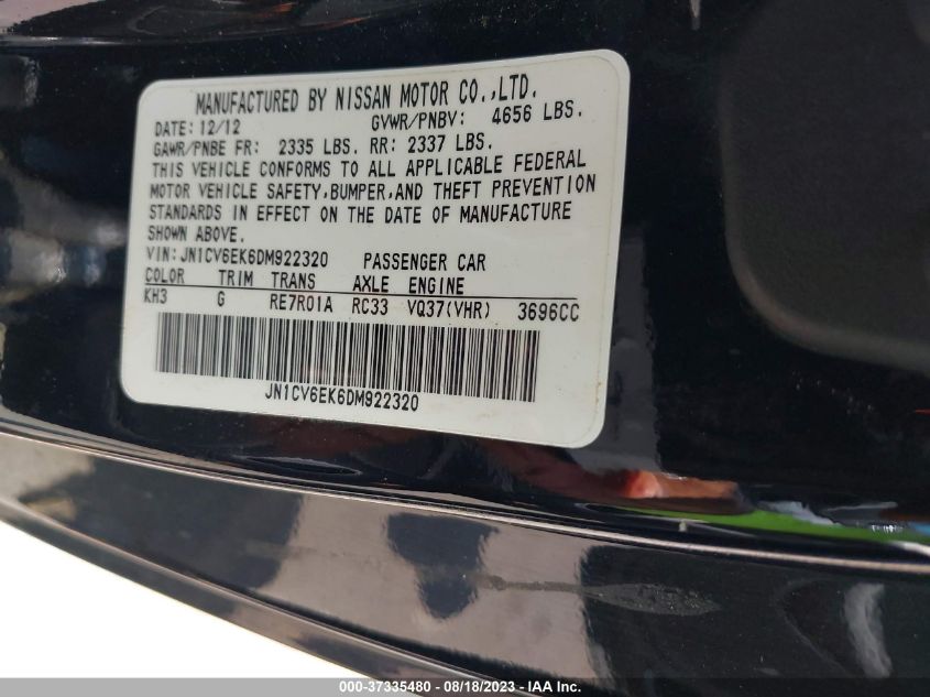 2013 INFINITI G37 COUPE JOURNEY JN1CV6EK6DM922320