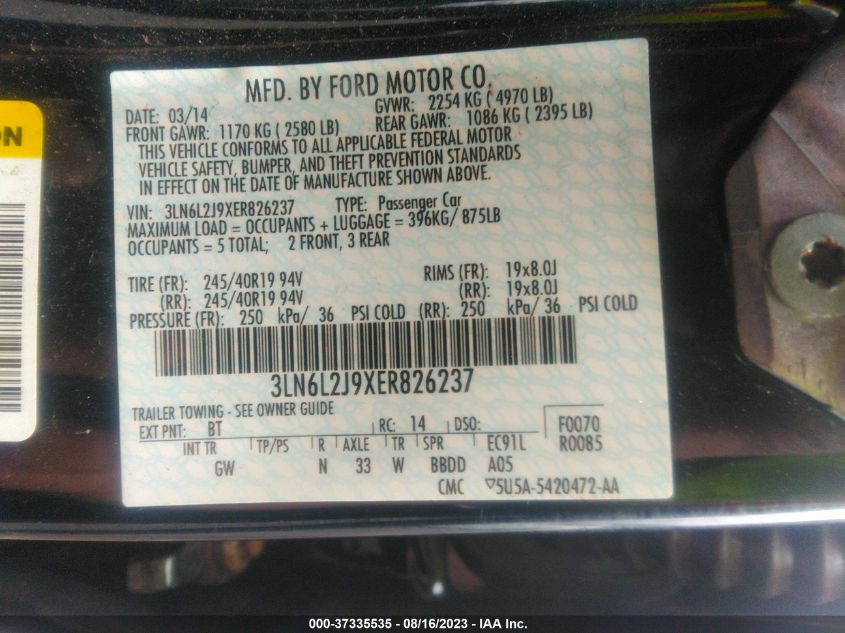 2014 LINCOLN MKZ - 3LN6L2J9XER826237