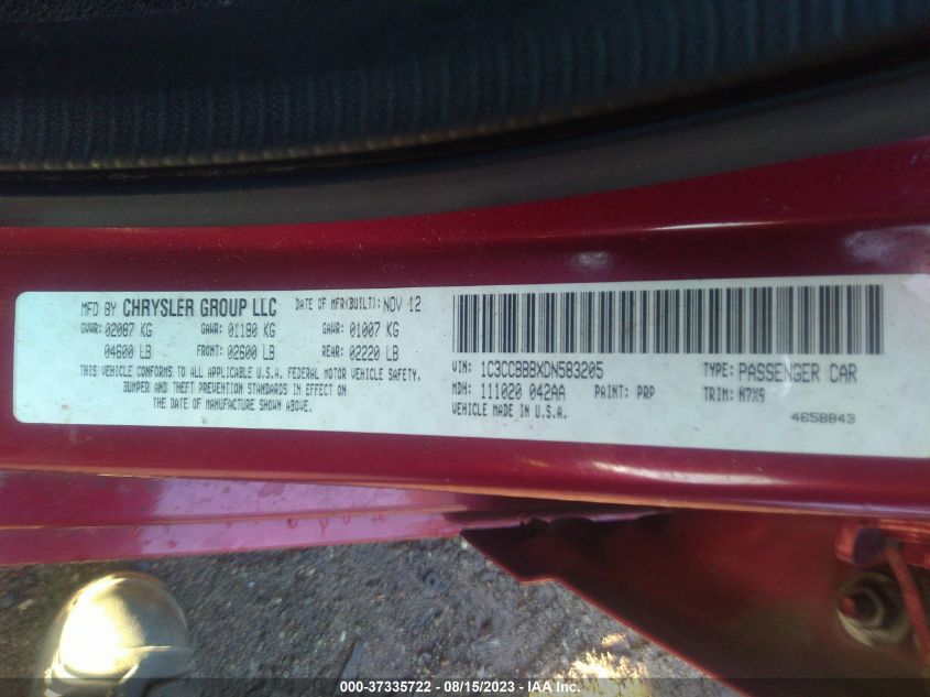 2013 CHRYSLER 200 TOURING - 1C3CCBBBXDN583205