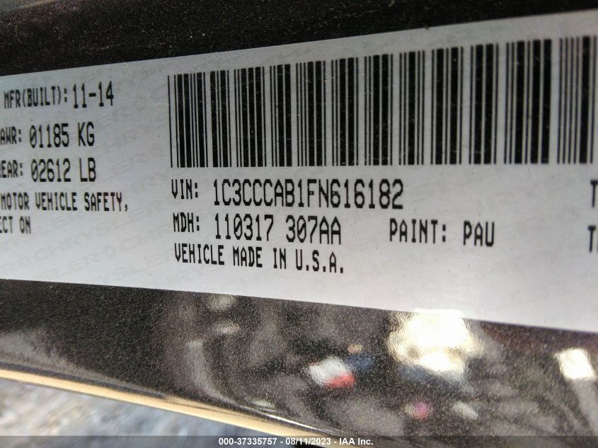 2015 CHRYSLER 200 LIMITED - 1C3CCCAB1FN616182