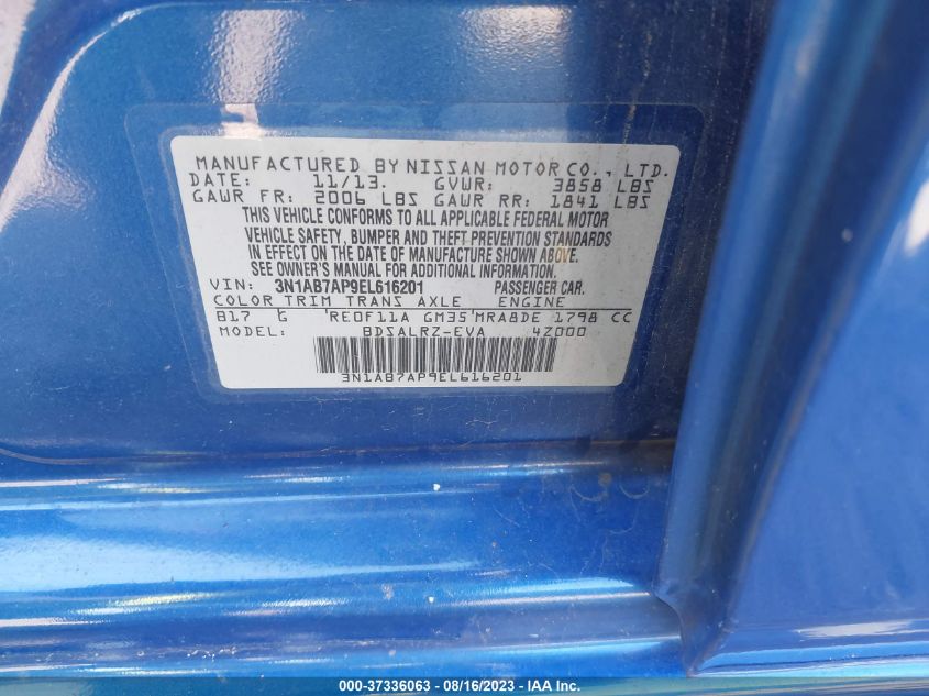 2014 NISSAN SENTRA S/SV/SR/SL - 3N1AB7AP9EL616201