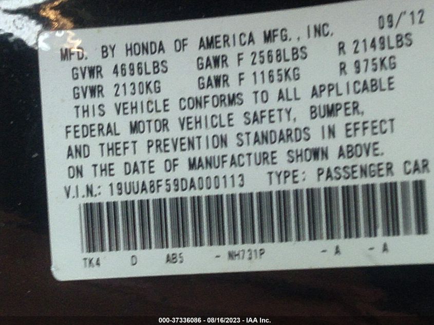 2013 ACURA TL TECH - 19UUA8F59DA000113