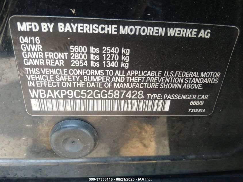 2016 BMW 550I XDRIVE - WBAKP9C52GG587428