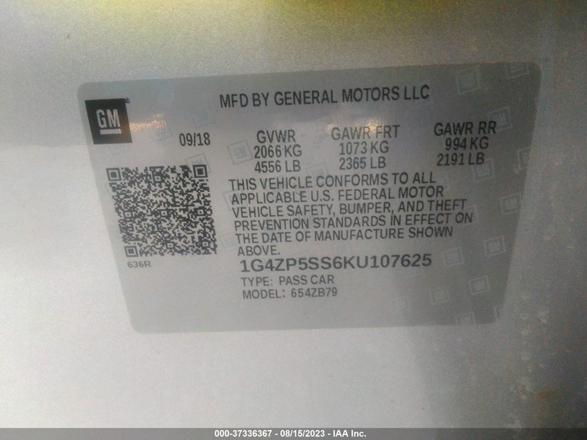 VIN 1G4ZP5SS6KU107625 2019 BUICK LACROSSE ESSENCE