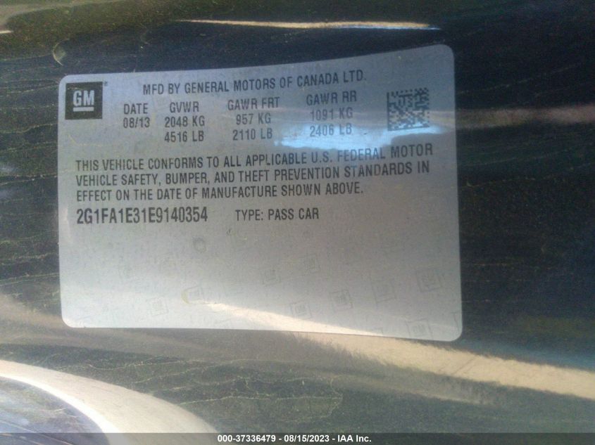 2014 CHEVROLET CAMARO LS - 2G1FA1E31E9140354